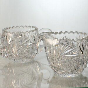 VINTAGE Pressed Glass Sugar Bowl and Creamer Set - Perfect For Coffee or Tea Set